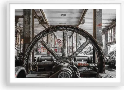 Produktbild von Gerahmtes Poster - Weißer Rahmen - Maschine Industrie Graffiti - 70x50 cm - Wand Bild - Wanddeko - Wandbilder - Wandposter - Bilderrahmen - Bilder - Kunstdruck - Wandbild - P2WAA70x50-4304