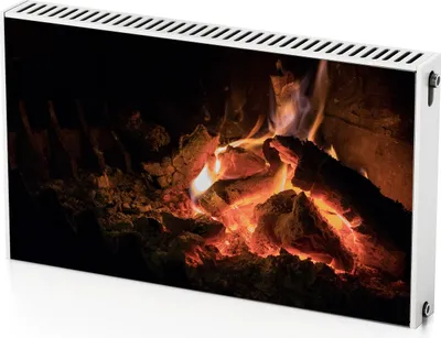 Produktbild von Lagerfeuer – Magnetische Heizkörperabdeckung – 100x60 cm – Magnet Heizkörperabdeckung – 3D Würfel – Heizkörperverkleidung – Magnetische Wandverkleidung – Wetterfest