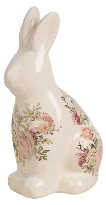 Imagen del producto de Clayre & Eef, figura decorativa de conejo, 13x10x22 cm, color beige, cerámica