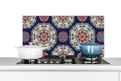 Obrázok produktu pre MuchoWow® Splashback Kuchyňa - Kuchynský backsplash - Ochrana steny pre sporák a drez Bohémsky - Mandala - Vzory 90x45cm Alu-Dibond (alternatíva k