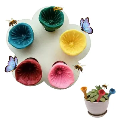 Insektentränke, 5er Set, Blumen-Design, Harz, bunt, 3 x 8,5 cm
