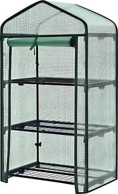 Produktbild von Happiq Foliengewächshaus mit 3 Ebenen – Für Außenbereich, Garten & Balkon – Rolltür – Winterfest & UV-beständig – Ideal für Blumen & Pflanzen