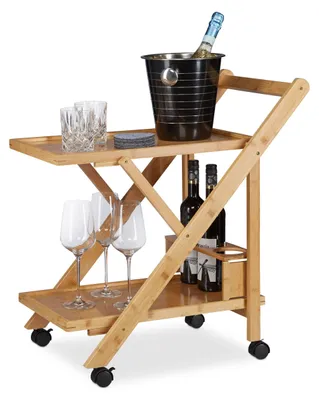 Küchentrolley Bambus, 2 Etagen, klappbar, 70 x 40,5 x 65 cm, natur
