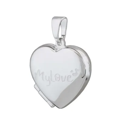 Produktbild von Anhänger 17x5mm Medaillon Herz glänzend Gravur MyLove Silber 925