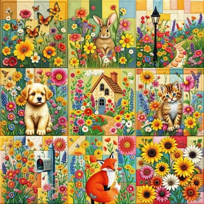 Produktbild von Alipson Puzzle Puzzle Cottage Garden Nine Patch Quilt Block 1000 Teile