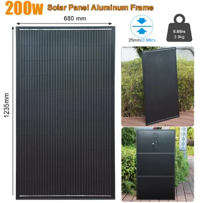 Zdjęcie produktu dla Zestaw paneli słonecznych 200 W - monokrystalicznych - 12 V - rama aluminiowa - wodoodporny i lekki