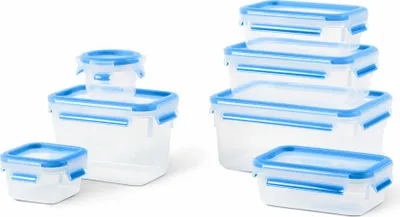 Produktbild von Emsa Frischhaltedosen-Set Clip & Close 7-tlg., Kunststoff, Blau, Transparent, N10316