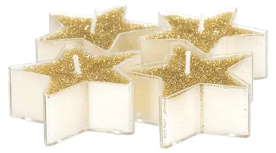 Produktbild von 4 Glitzernde Sternen-Kerzen in Gold 6 cm - Einheitsgröße