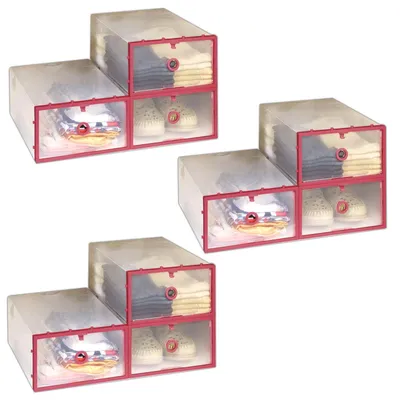 Produktbild von 9er Set Aufbewahrungsbox Stapelbar | Schuhaufbewahrung Kunststoffbox Transparent | Stapelbox Schuhbox Kunststoff