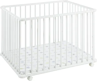Produktbild von Laufgitter Belami Plus. 76x97 und 97x97 cm. mobil auf Rollen (Stern, Weiß, 76 cm x 97 cm)