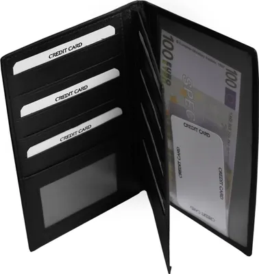 Produktbild von Brieftasche Dokumententasche Organizer Reisebörse Leder Damen Herren Praktisch Schwarz