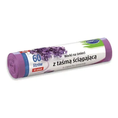 Zdjęcie produktu dla Worki na śmieci, 60 litrów, Stella, 10 sztuk, lawendowe, ze sznurkiem ściągającym, LDPE fioletowe