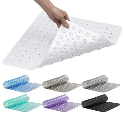 Obrázok produktu pre Protišmyková podložka pod sprchu, 53x53 cm, s prísavkami, vhodná na pranie v práčke, bez BPA, biela