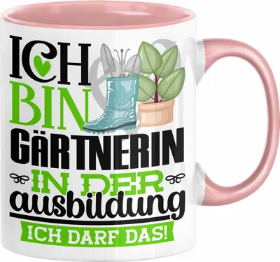 Produktbild von Gärtnerin Ausbildung Start Geschenk Tasse Ich Bin Gärtnerin In Der Ausbildung Ich Darf Das Kaffee-Becher Geschenkidee (Rosa)