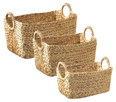Zdjęcie produktu dla Zestaw 3 koszyków z hiacyntu wodnego z uchwytami