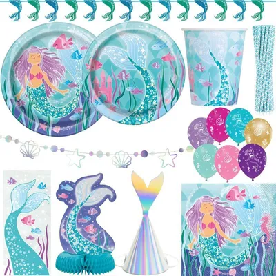 Produktbild von XXL Partyset Meerjungfrau Geburtstagsdeko Kindergeburtstag Deko Geburtstag Party