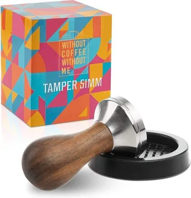 Produktbild von Espresso-Tamper-Set aus Edelstahl mit Holzgriff - 51 mm - für perfekten Espresso - inklusive Tampermat