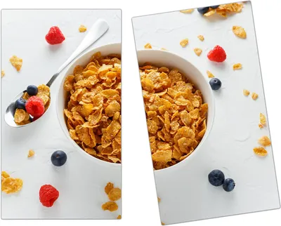 Produktbild von Spritzschutz Herdabdeckplatte Schneidebrett aus Glas Cerealien in Schale 2-Teilig (60x52cm)