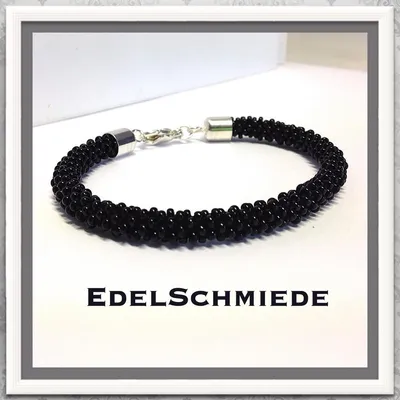 Produktbild von Edelschmiede925 Häkelarmband schwarz mit 925/- Verschluß