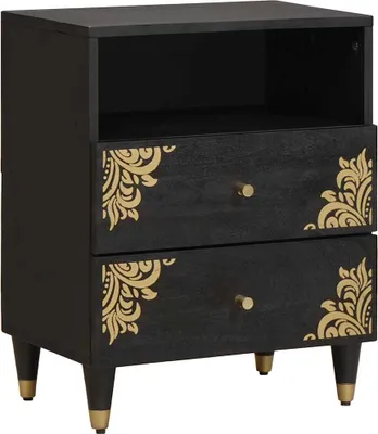 Obrázok produktu pre Nočný stolík Čierna 50 x 33 x 62 cm Masívne mango drevo