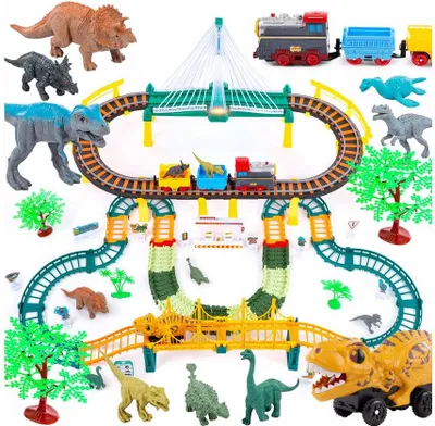 Obrázek produktu pro Kinderplay dinosauří dráha s elektrickým vláčkem, 178 dílů
