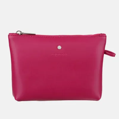 Image de Trousse de toilette rose pour femme en cuir naturel