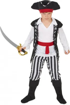 Immagine prodotto di Costume da pirata bucaniere bianco e nero - 134/140 (10-12 anni)