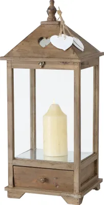 Produktbild von Laternen aus Holz mit Herzanhängern H 71 cm