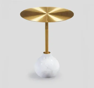 Immagine prodotto di Tavolino moderno rotondo in metallo elegante tavolino d'oro nuovo lussuoso