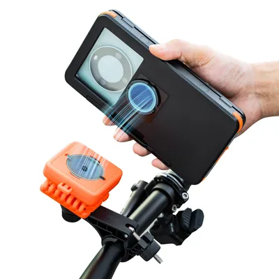 Immagine prodotto di ROCKBROS Supporto per cellulare da bicicletta e moto, girevole a 360°, per manubrio, compatibile con smartphone da 4,7 a 6,9 pollici, per manubrio da 22,2 a 31,8 mm, nero e arancione