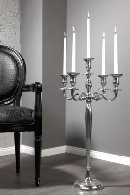 Immagine prodotto di Candeliere di design Casa Padrino in alluminio lucido argento Shine Classic a 5 bracci altezza 80 cm - Candeliere