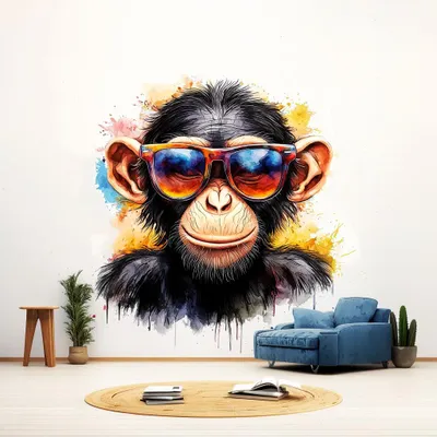 Produktbild von Decords Wandtattoo – farbenfrohes Schimpansenbaby, 180 cm