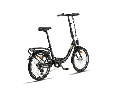 Obrázok produktu pre PACTO EIGHT - Vysoko kvalitný skladací bicykel 27 cm oceľový rám 20 palcové dvojstenné hliníkové ráfiky 6-rýchlostný skladací bicykel Shimano čierny