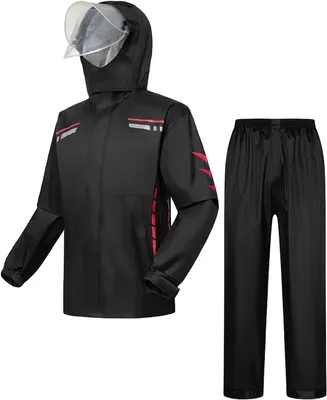 Produktbild von Regenkostüm für Herren, wasserdichte Jacke, Hosenanzug, Regenjacke, Uni, Regenjacke, Motorrad, Fahrrad, Kapuzenjacken mit reflektierenden Streifen für erhöhte Sicherheit