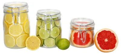 Immagine prodotto di Set da 3 pezzi NORMA: barattoli per conserve da 0,5 L, 0,75 L e 1 L con tappo a clip ermetico