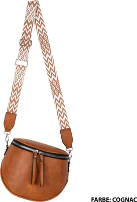 Produktbild von Bauchtasche Umhängetasche Crossbody-Bag Hüfttasche Kunstleder Italy-Design COGNAC