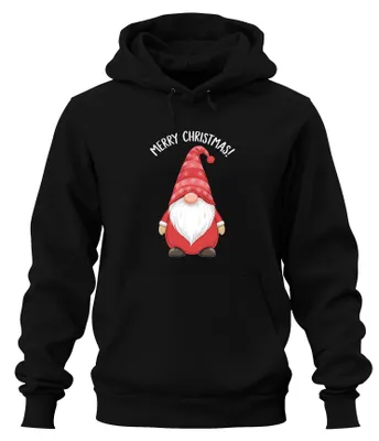 Zdjęcie produktu dla Wesołych Świąt! Świąteczna bluza z kapturem Uni Gnome Christmas Snowflakes, Czarny, XXL