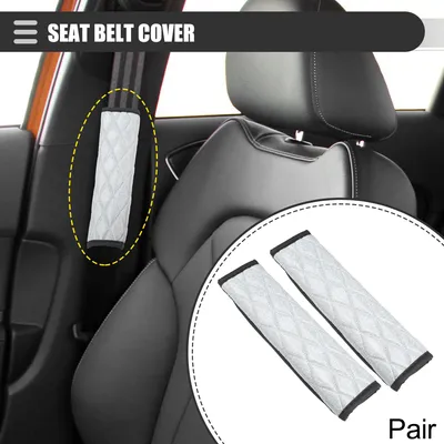 Image de Housse Universelle Pour ceintures de sécurité De Voiture, Coussin De Ceinture D'Épaule Scintillant, 23X6.3Cm, Confortable Pour Protéger Le Cou, En Polyester, Blanc, 1 Paire