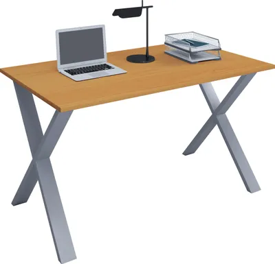 Produktbild von VCM Holz Schreibtisch | H. 76 x B. 110 x T. 80 cm | Computertisch schlicht | Füße aus hochwertigem Metall | Arbeitstisch | Büromöbel - Lona X