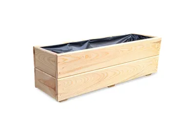 Produktbild von Blumenkasten aus Holz 60 cm – Pflanzkasten Balkon & Terrasse – Wetterfest imprägniert – Fertig montiert – Pflanzkübel Holz D27 Roh