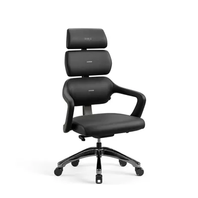 Image de Diablo V-Modular Chaise de bureau Chaise de direction ergonomique Appuie-tête amovible Similicuir, noir