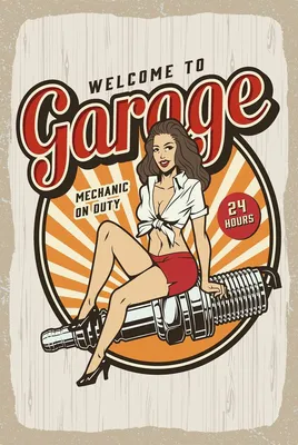 Produktbild von vianmo Holzschild 18x12 cm Pinup Welcome to Garage Mechanic on