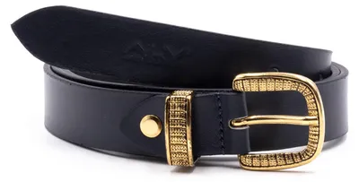 Image de Ceinture pour femmes, en cuir véritable, noire, avec boucle dorée, fabriquée en Italie, longueur 95-110 cm