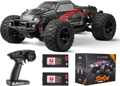 Obrázek produktu pro Dálkově ovládané auto VEVOR, měřítko 1:10, RC auto, terénní 4WD off-road monster truck se 45° kolečky a 2 bateriemi, rychlost 38 km/h, hračka