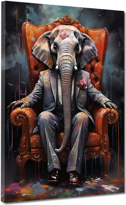 Produktbild von Elefant im Anzug Leinwandbild Wandbild Kunstdruck XL Wanddeko Pop Art: 30x40x2cm