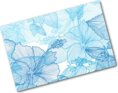 Produktbild von Tulup Glas Herdabdeckplatte - 80x52 cm - Glaskeramikkochfeld-Abdeckung Spritzschutz Glasabdeckplatte - Einteilig - Blumen & Pflanzen - Hawaii Blumen - Blau