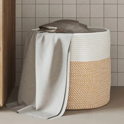Produktbild von Cloris Designermöbel Aufbewahrungskorb Braun und Weiß Ø40x35 cm Baumwolle 2024 Neu