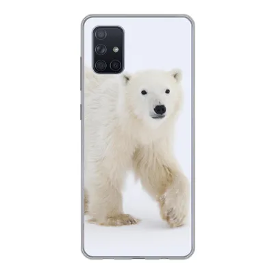Produktbild von MuchoWow® Handyhülle Schutzhülle Hülle für Samsung Galaxy A71 Eisbär - Schnee - Weiß Silikon Softcase Handy Hülle - Kartenbesitzer