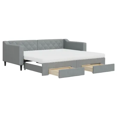 Immagine prodotto di vidaXL Letto da giorno allungabile con cassetti grigio chiaro 90x190 cm in tessuto