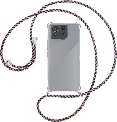 Produktbild von Handykette Backcover-Schutzhülle mit Band (Metall silberfarben) für Asus ROG Phone 8 - blau+beige